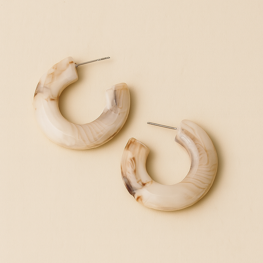 Ivory Swirl Hoops