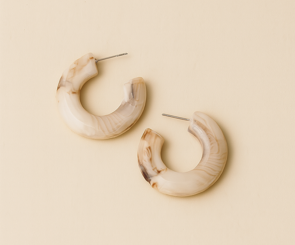 Ivory Swirl Hoops