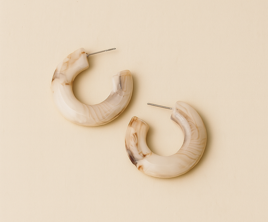 Ivory Swirl Hoops