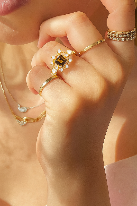 Gilded Amber Ring
