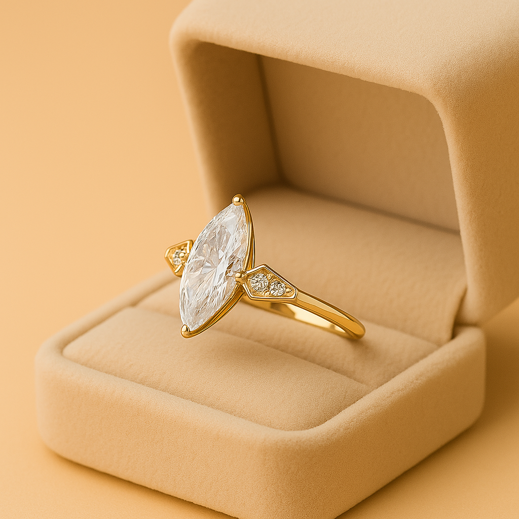 18k Gold Marquise Sapphire Ring